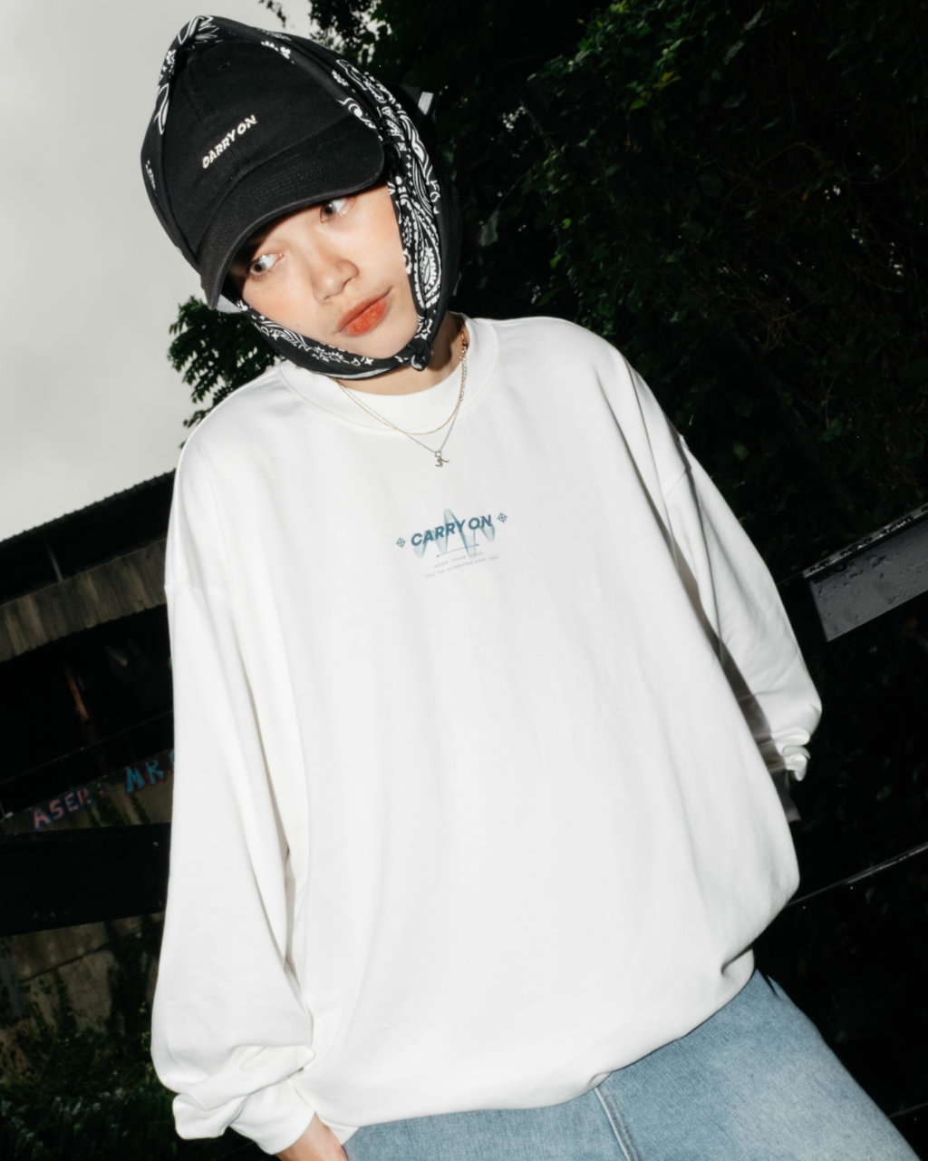 CARRYON 24FW Sound Waves L/S T 聲波 薄長袖 設計版 白色