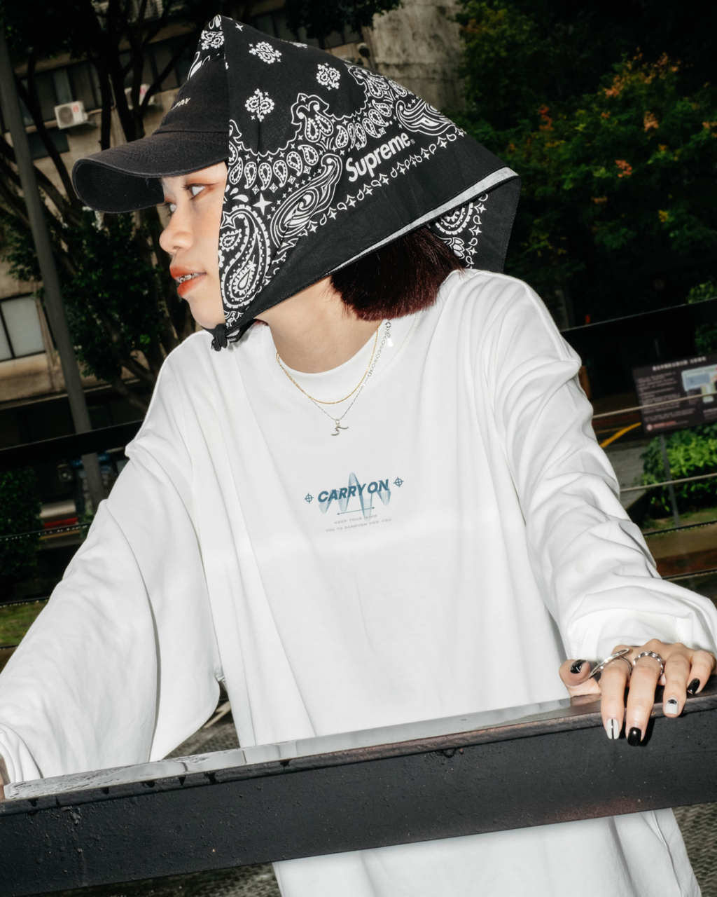 CARRYON 24FW Sound Waves L/S T 聲波 薄長袖 設計版 白色