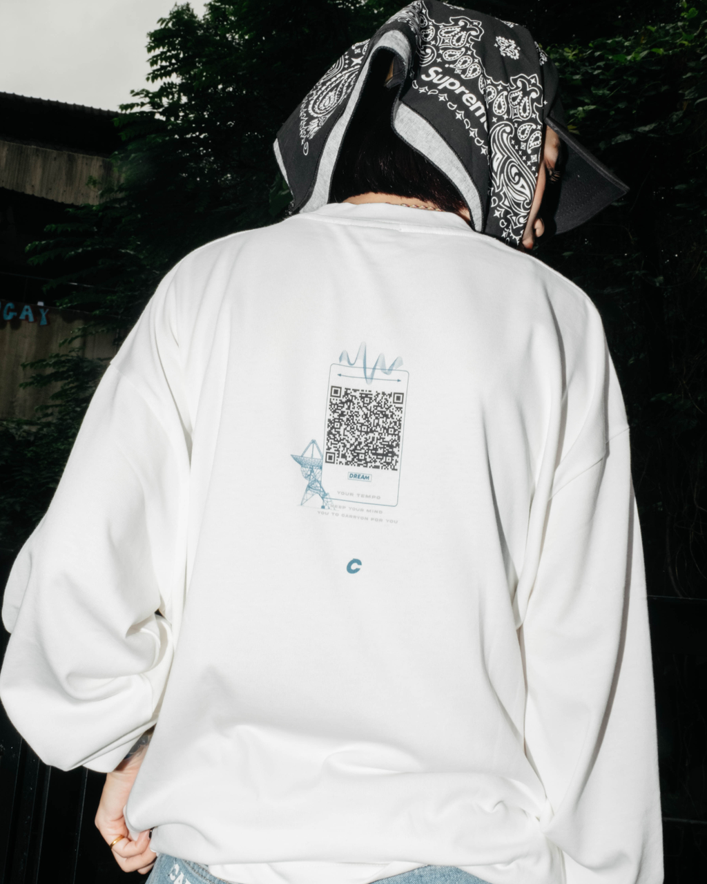 CARRYON 24FW Sound Waves L/S T 聲波 薄長袖 設計版 白色