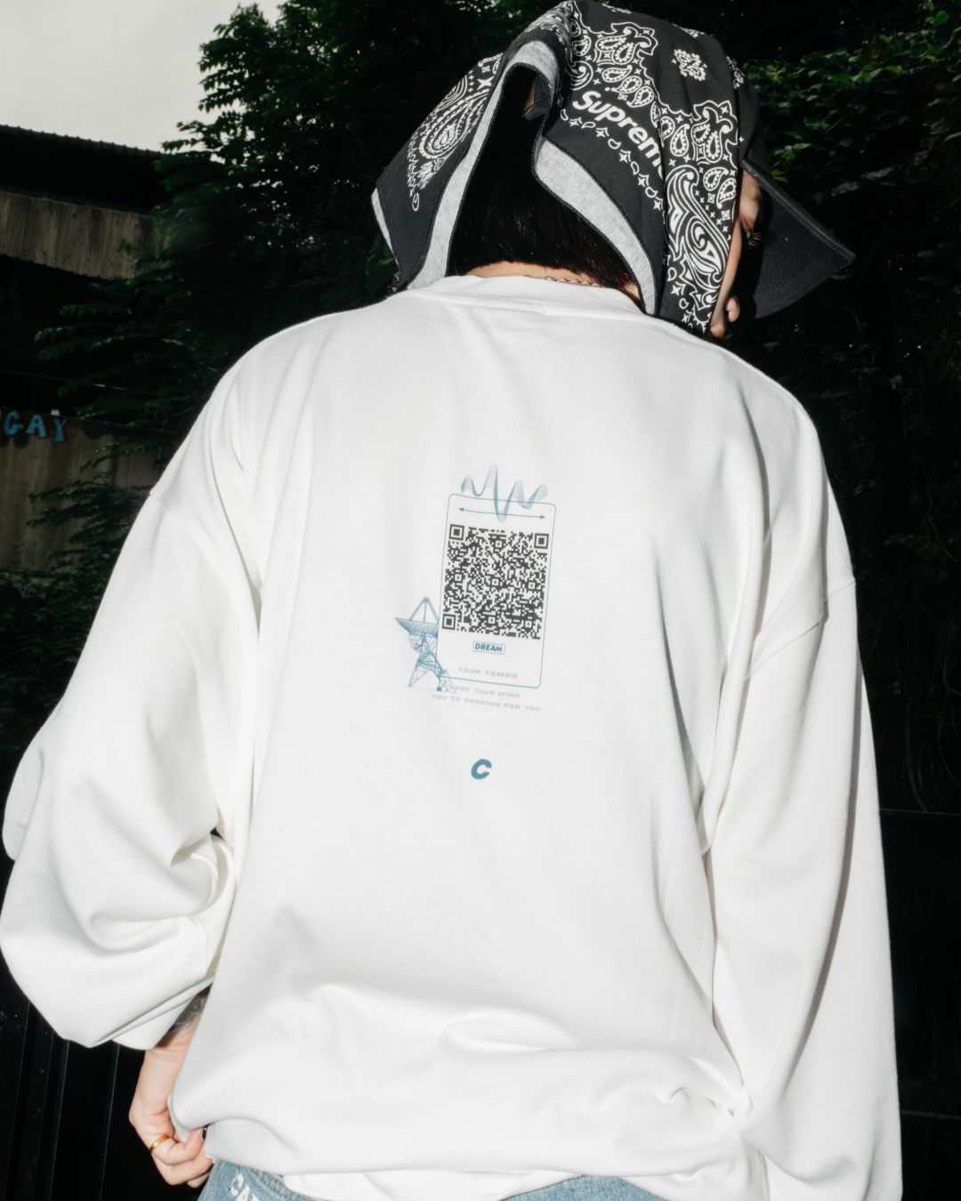 CARRYON 24FW Sound Waves L/S T 聲波 薄長袖 設計版 白色