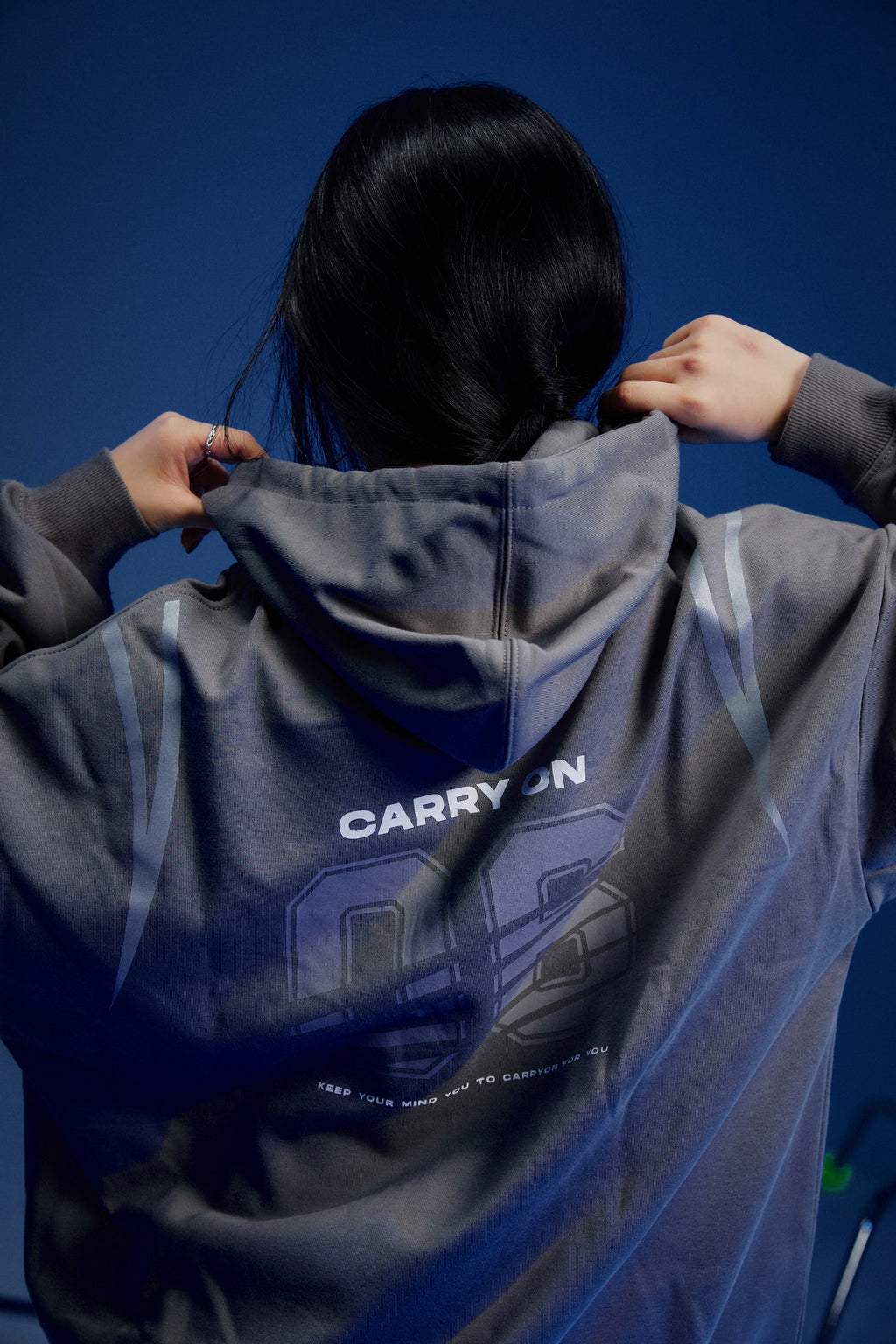 CARRYON 24FW Thunder Flow Hoodie 330g 毛圈巾 閃電 反光條 帽T  灰色