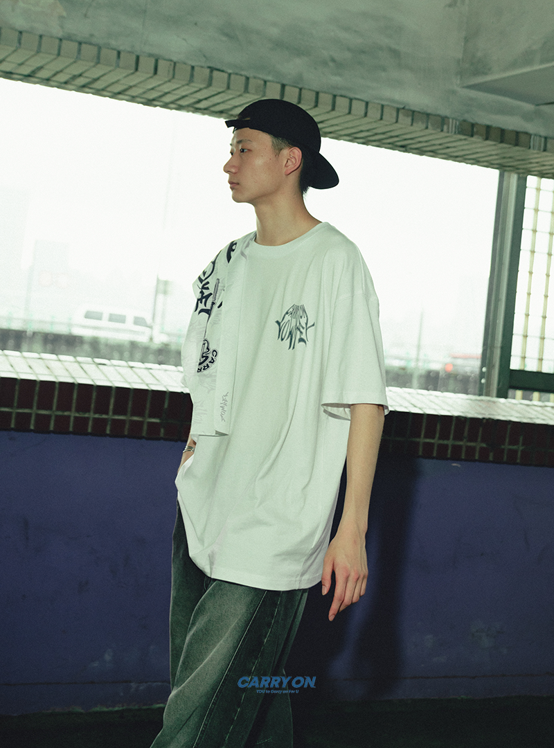 CARRYON X Lowkey 25SS Keyword Logo 抽象 聯名短T 白色 台灣製