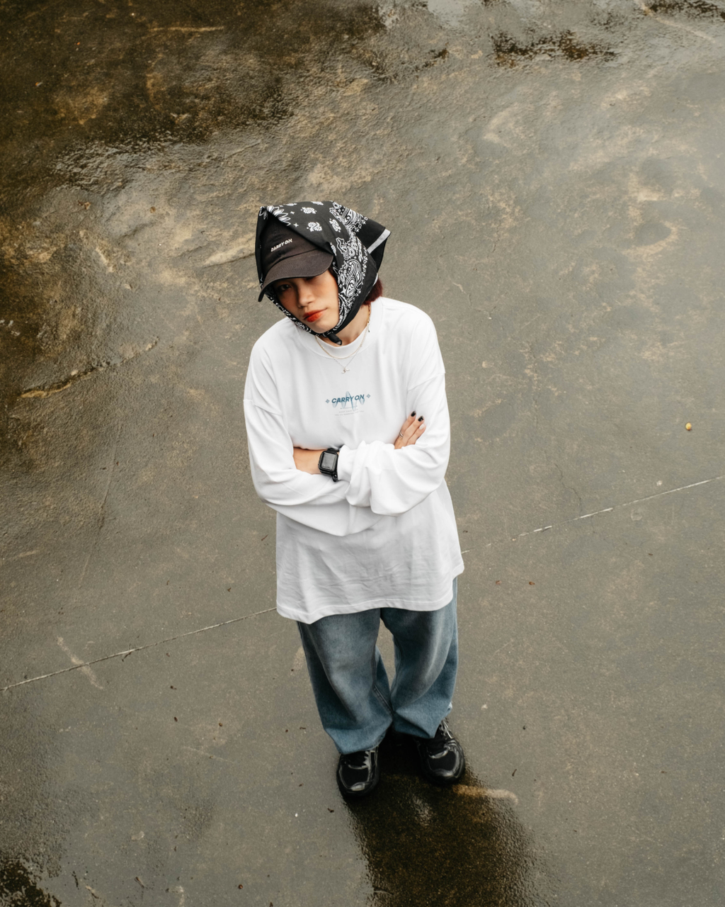 CARRYON 24FW Sound Waves L/S T 聲波 薄長袖 設計版 白色