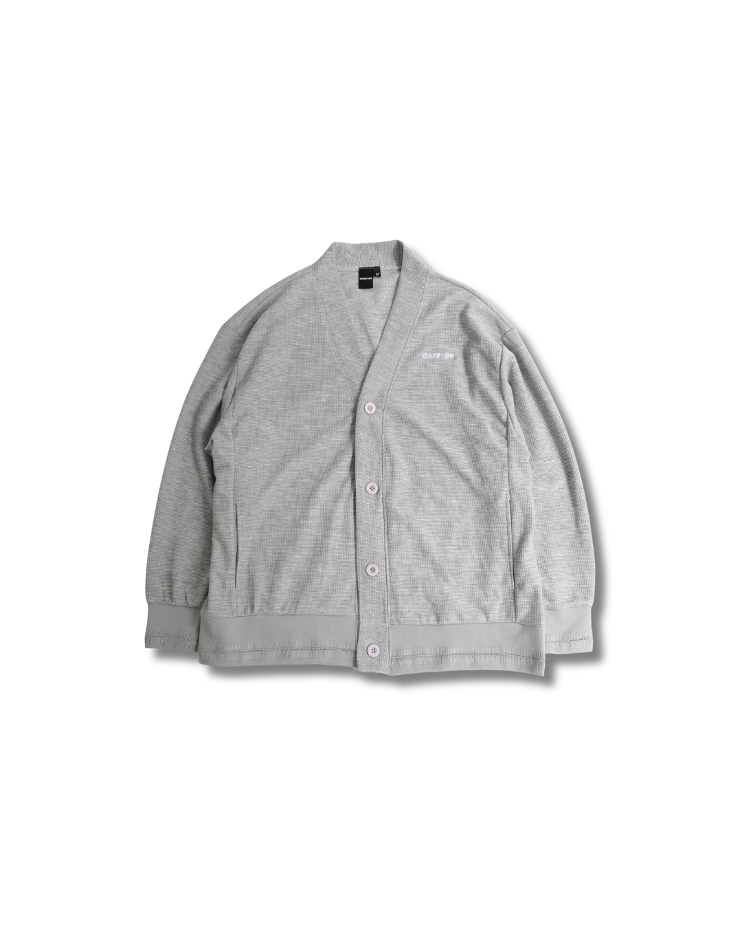 CARRYON 24SS Logo Waffle Coat 電繡 華夫格 薄款 開衫外套 灰色