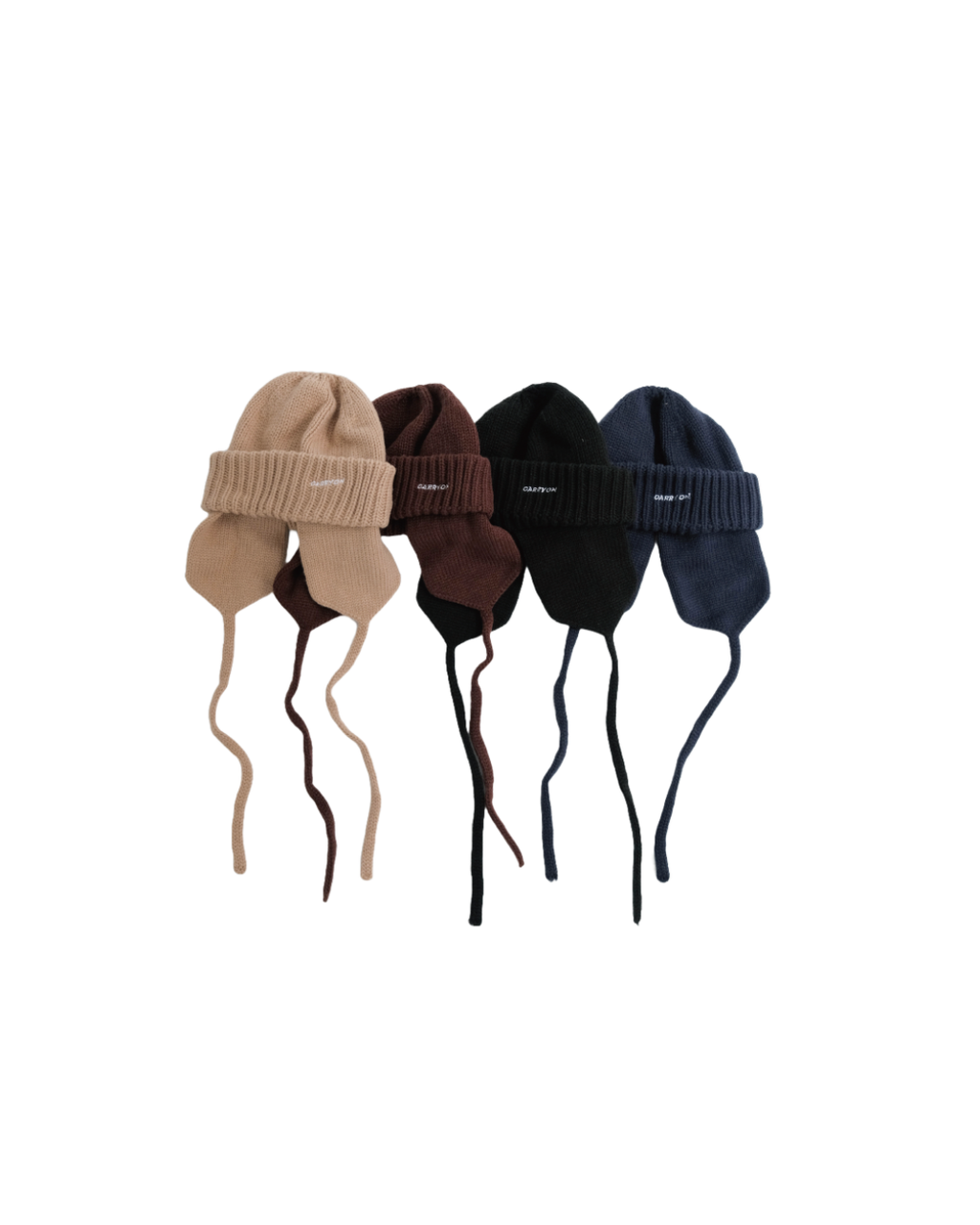 CARRYON 24SS Logo Knit 2Way Beanie 電繡 遮耳飛行毛帽 深藍