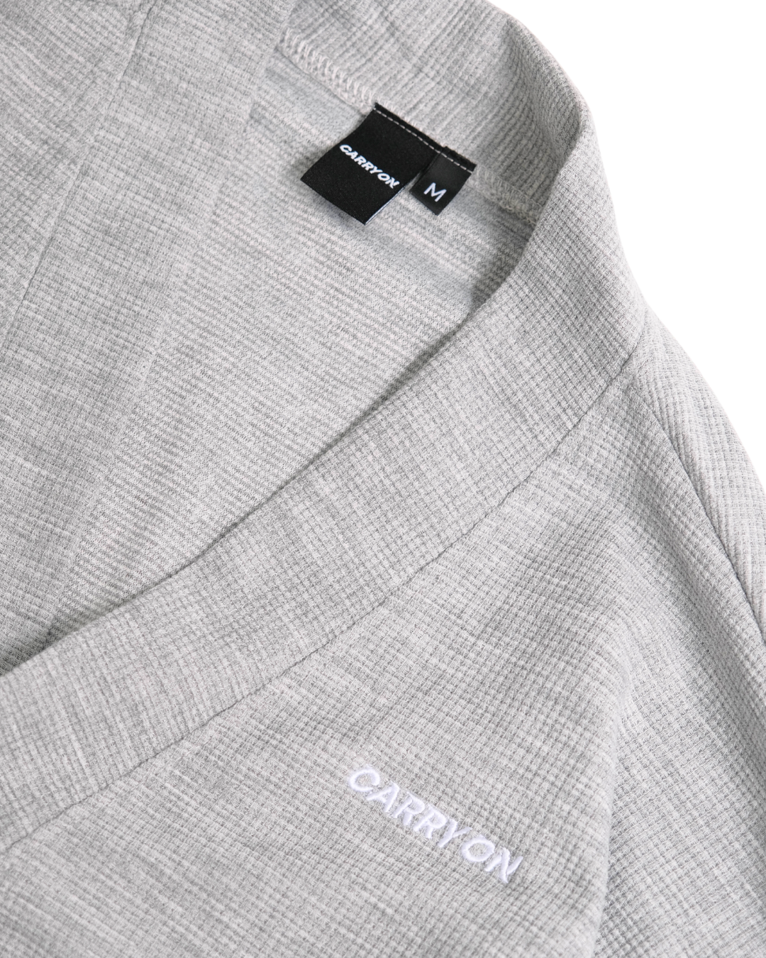 CARRYON 24SS Logo Waffle Coat 電繡 華夫格 薄款 開衫外套 灰色