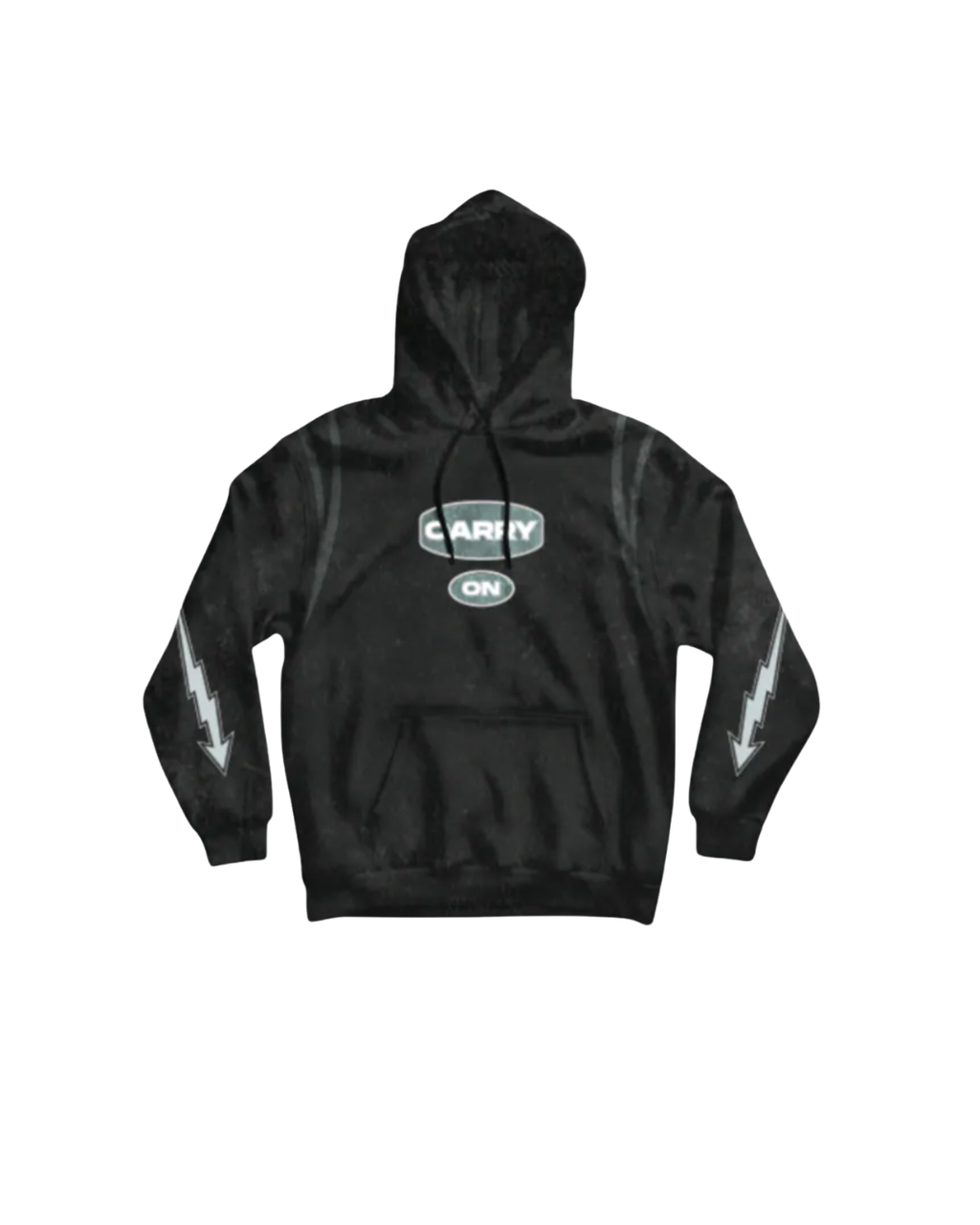 CARRYON 24FW Thunder Flow Hoodie 330g 毛圈巾 閃電 反光條 帽T 黑色