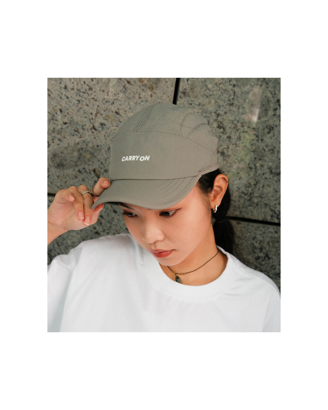 CARRYON 24SS Dad Hat Logo 滑面 防潑水老帽  灰色