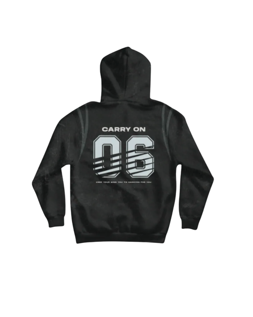 CARRYON 24FW Thunder Flow Hoodie 330g 毛圈巾 閃電 反光條 帽T 黑色