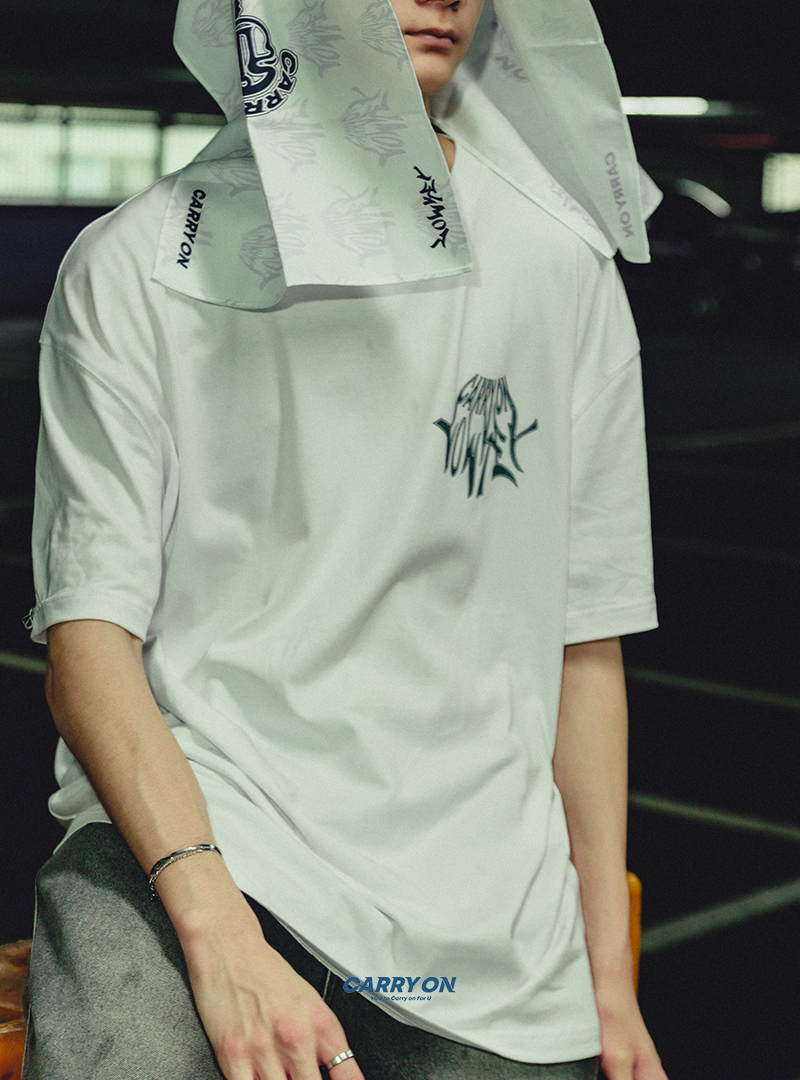 CARRYON X Lowkey 25SS Keyword Logo 抽象 聯名短T 白色 台灣製