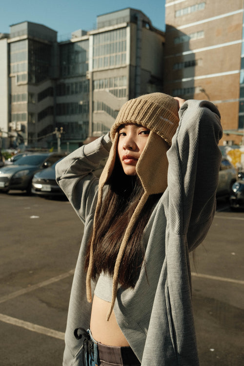 CARRYON 24SS Logo Waffle Coat 電繡 華夫格 薄款 開衫外套 灰色
