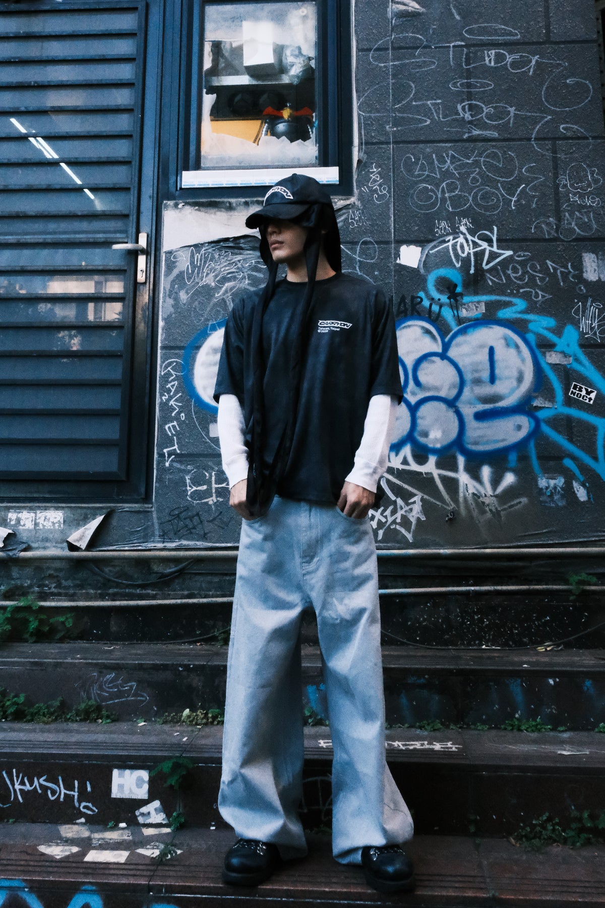 CARRYON 26SS  Washed Patch Jeans 水洗布章牛仔褲 灰白