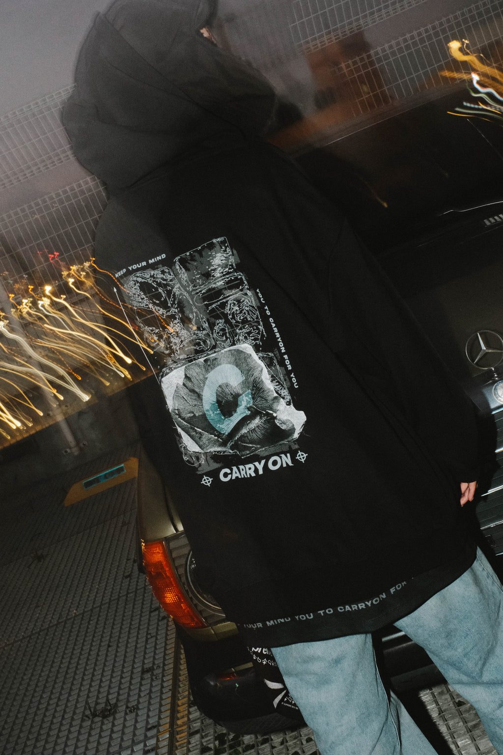 CARRYON 24FW Shadow Line Hoodie Jacket 大理石元素 連帽外套 黑色