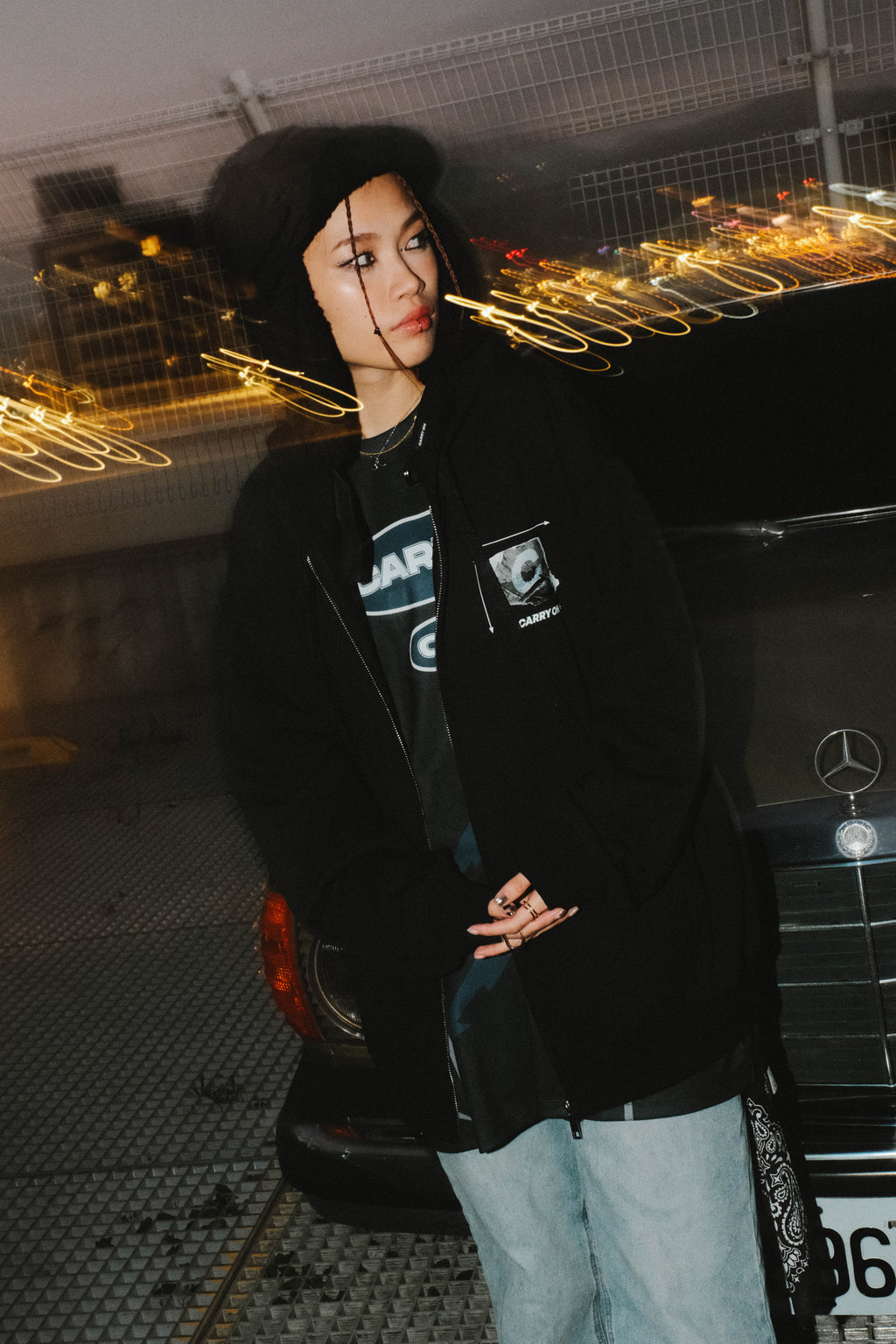 CARRYON 24FW Shadow Line Hoodie Jacket 大理石元素 連帽外套 黑色