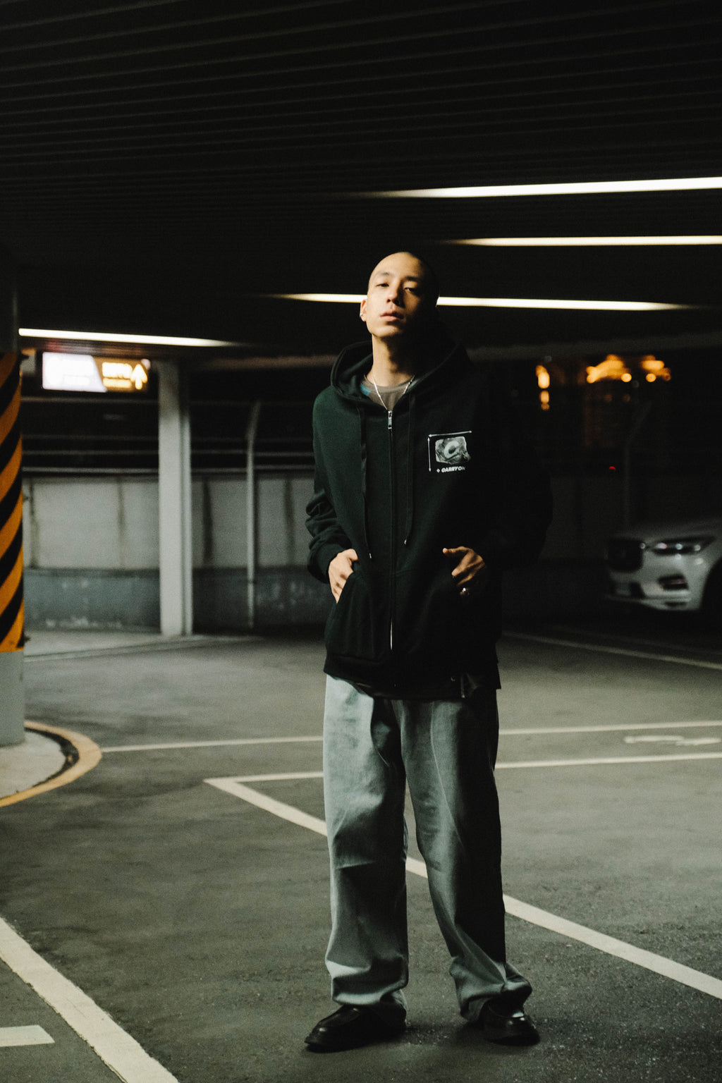 CARRYON 24FW Shadow Line Hoodie Jacket 大理石元素 連帽外套 黑色