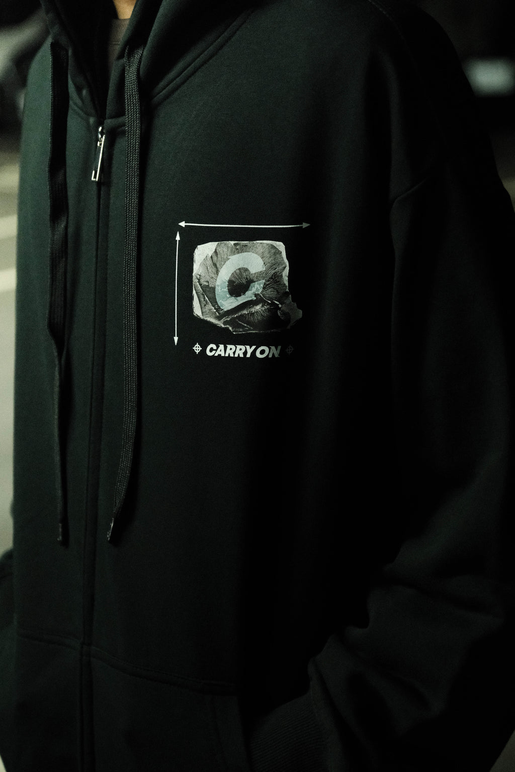 CARRYON 24FW Shadow Line Hoodie Jacket 大理石元素 連帽外套 黑色