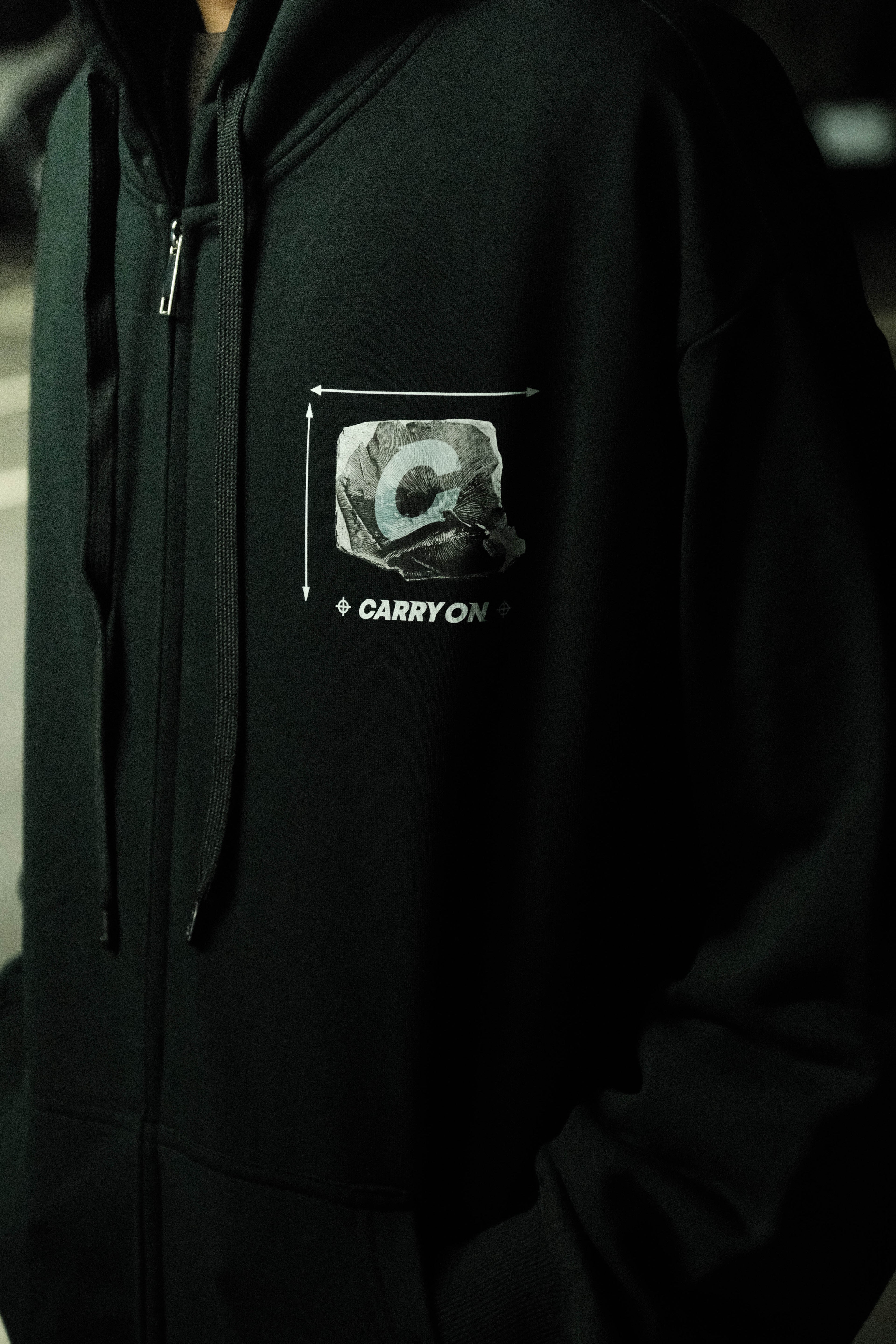 CARRYON 24FW Shadow Line Hoodie Jacket 大理石元素 連帽外套 黑色