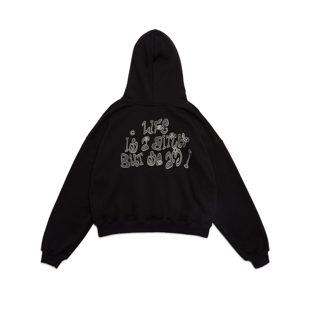 CARRYON 26 Pre-Spring LIFE IS A BITCH Hoodie 內刷毛帽T  黑色