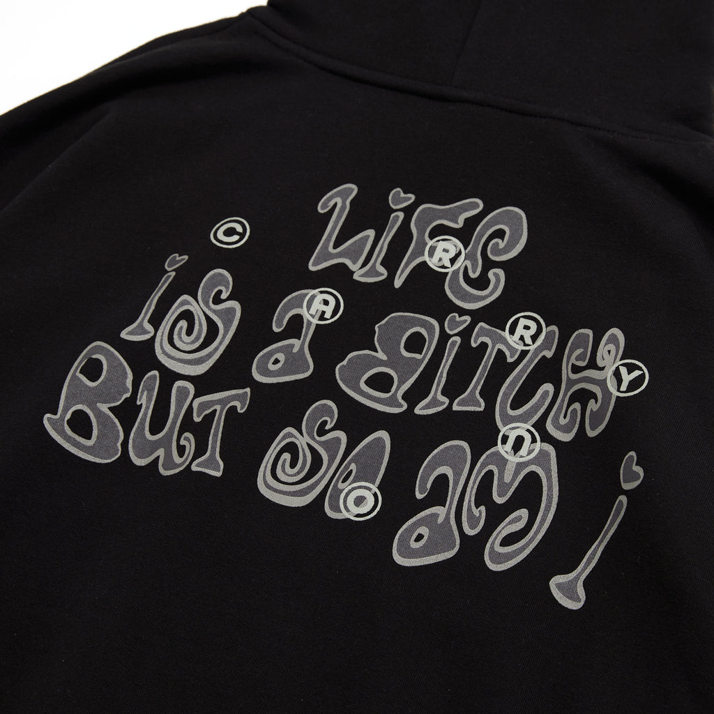 CARRYON 26 Pre-Spring LIFE IS A BITCH Hoodie 內刷毛帽T  黑色