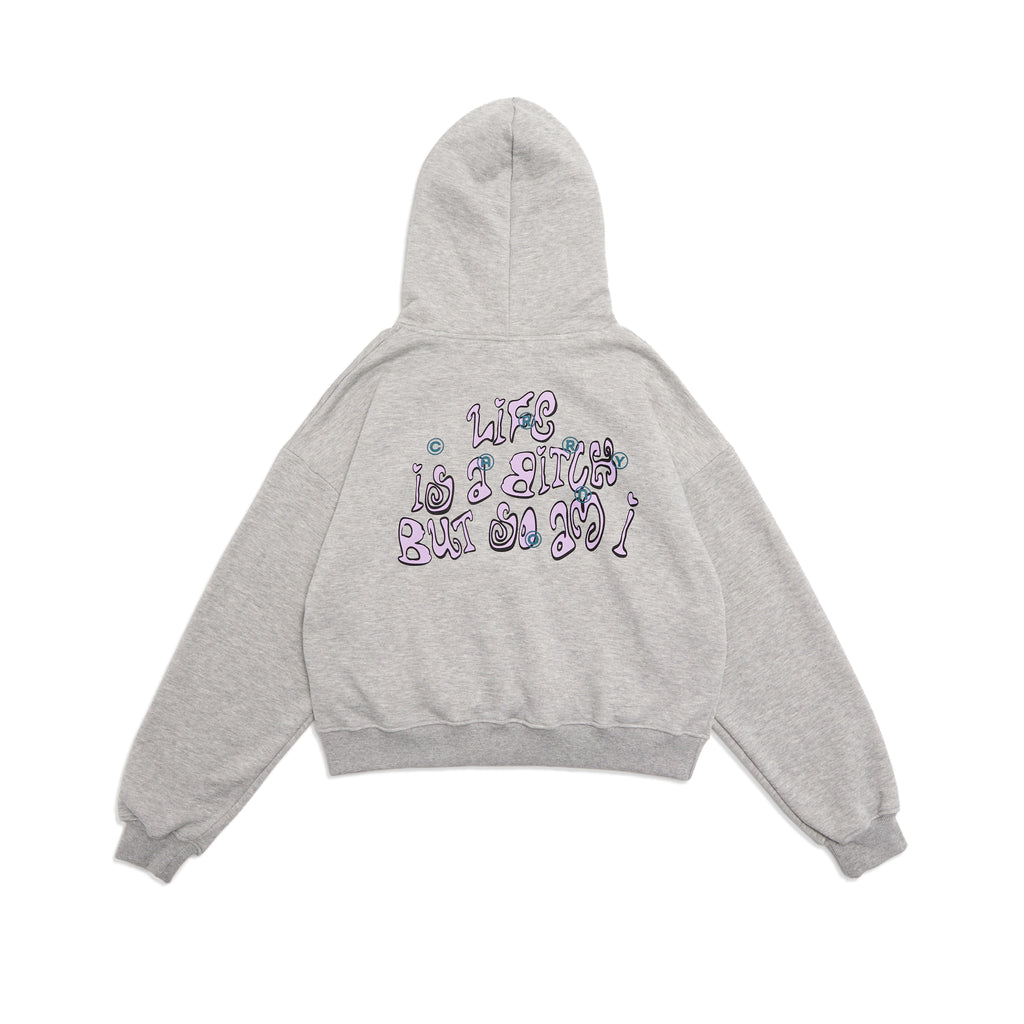 CARRYON 26 Pre-Spring LIFE IS A BITCH Hoodie 內刷毛帽T  灰色